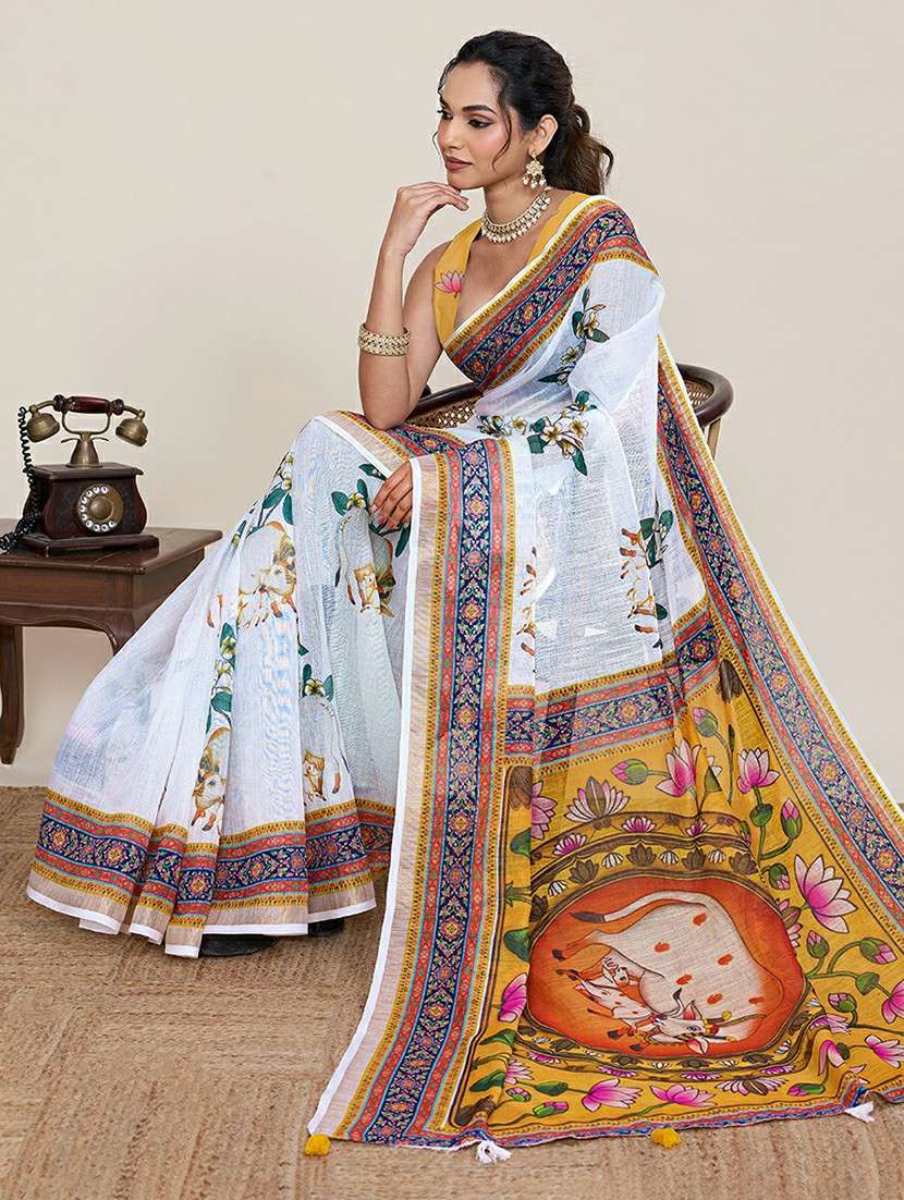 women printed casual wear saree with blouse - 22387170 -  Standard Image - 4