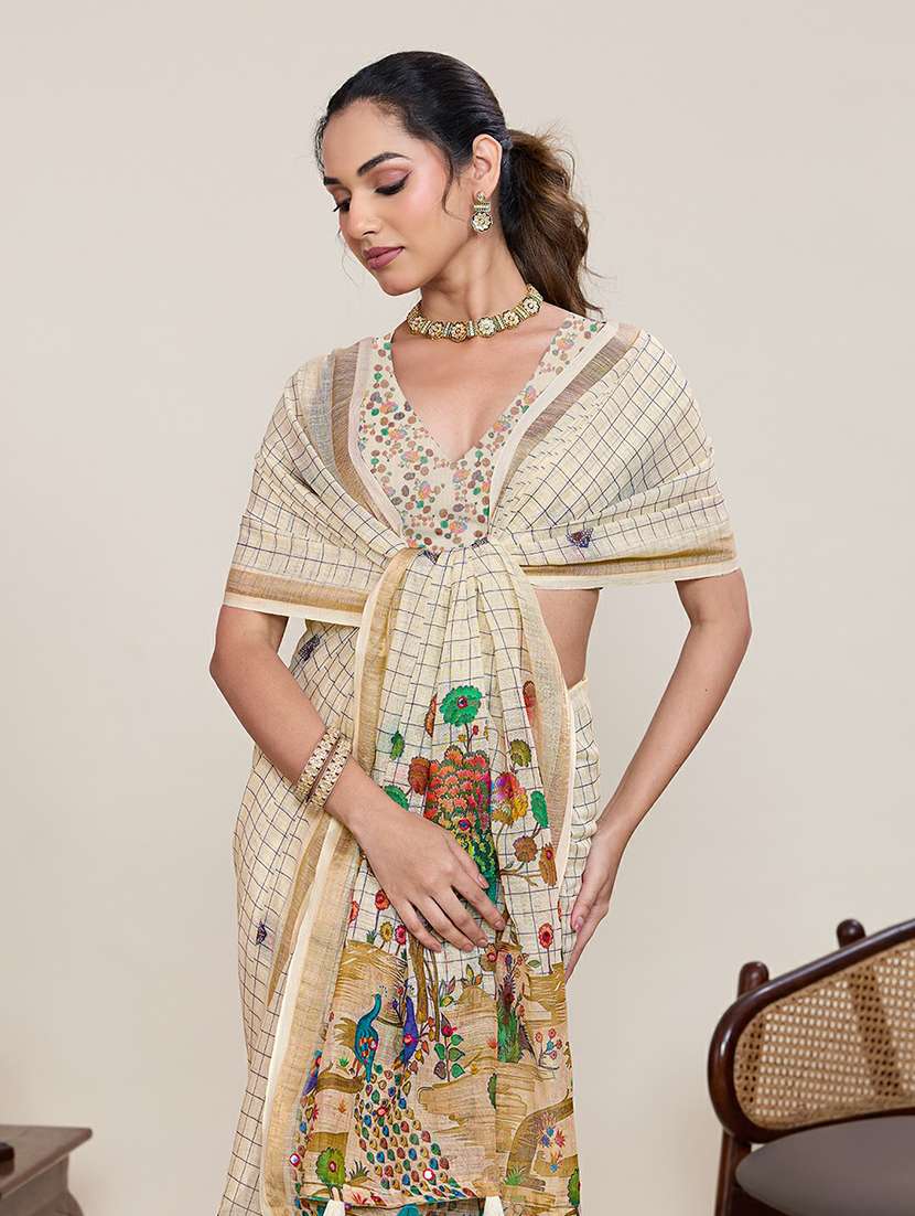 women printed casual wear saree with blouse - 22387171 -  Standard Image - 1