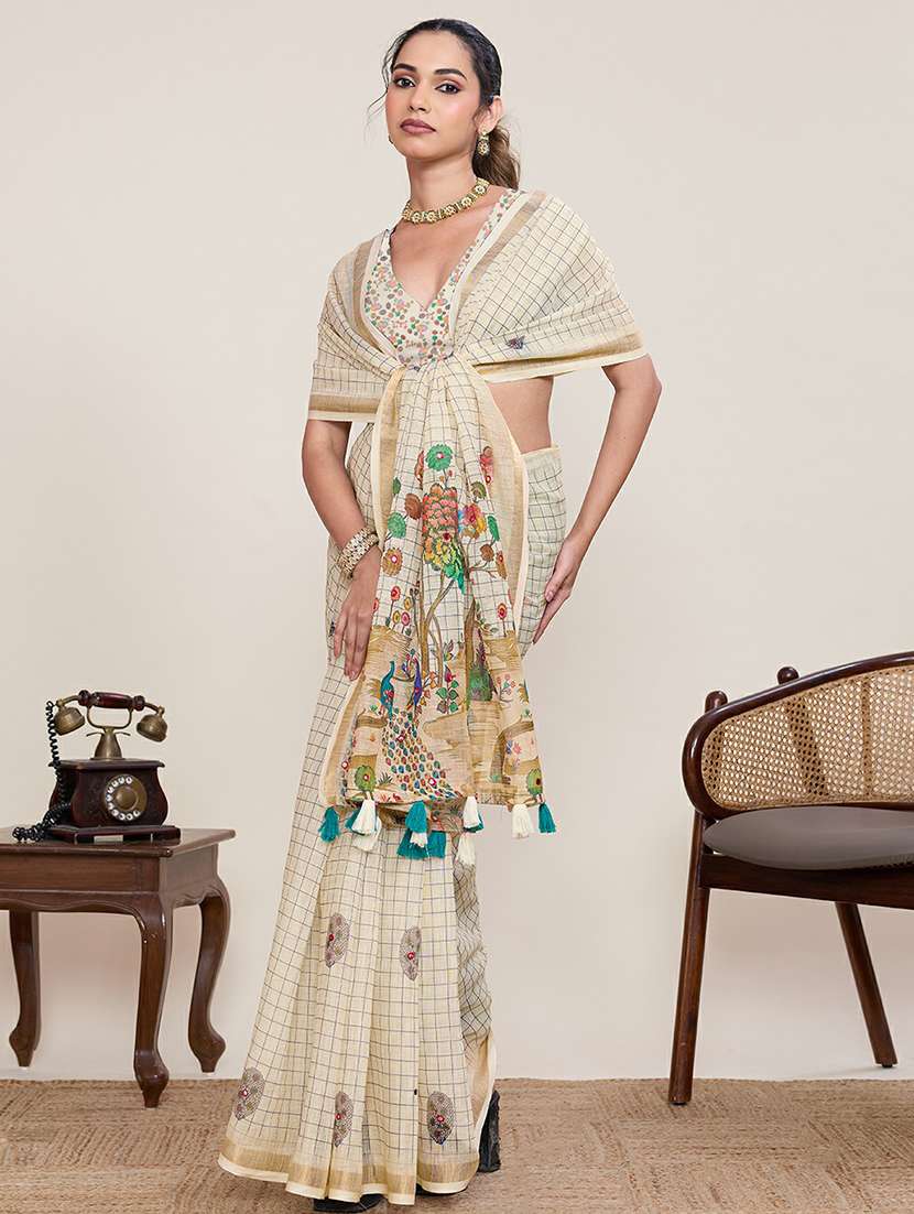 women printed casual wear saree with blouse - 22387171 -  Standard Image - 4
