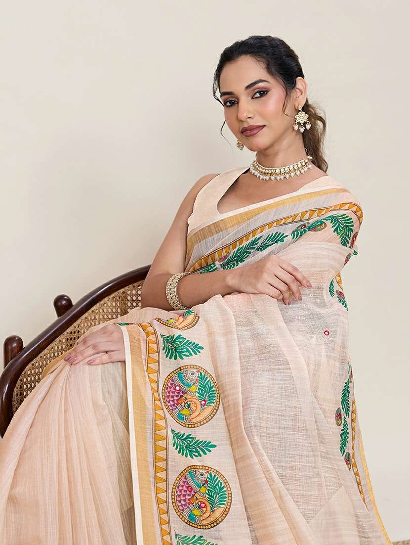Women Printed Casual Wear Saree With Blouse - 22387172 -  Standard Image - 1