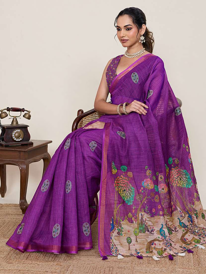 women printed casual wear saree with blouse - 22387173 -  Standard Image - 4