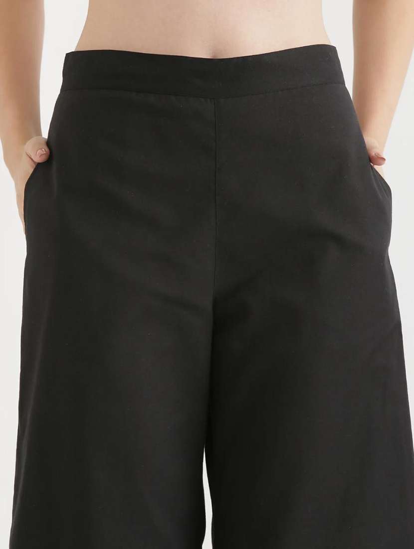 Women Solid High Rise Flared Palazzo - 22387293 -  Standard Image - 1