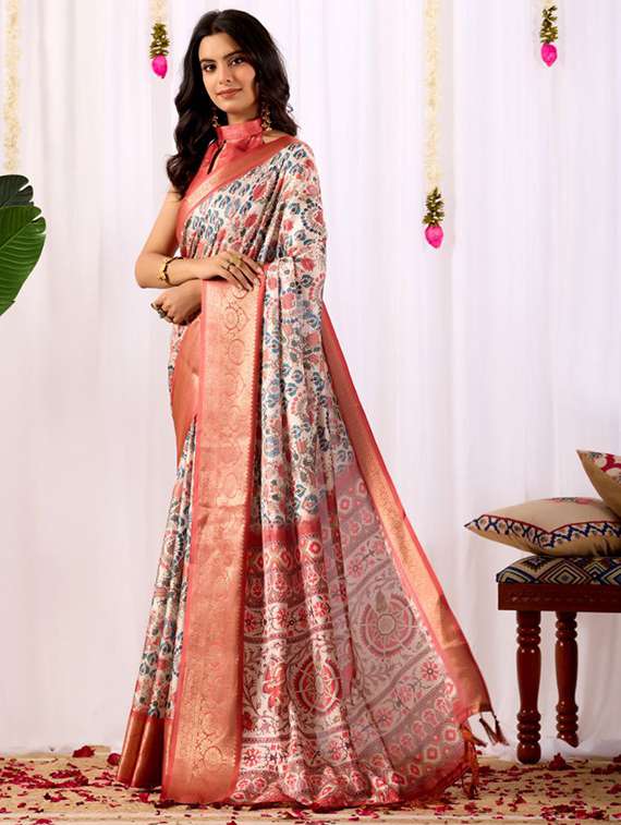 women printed casual wear saree with blouse - 22388840 -  Standard Image - 1