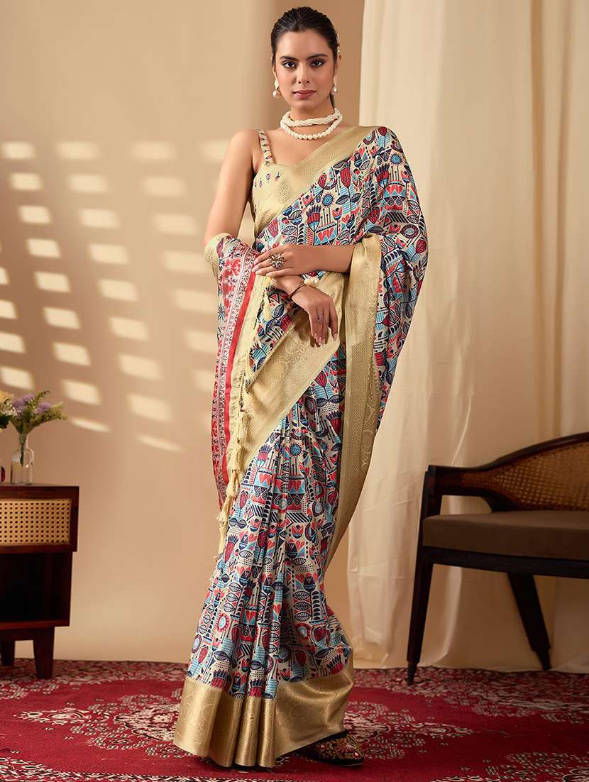 women printed casual wear saree with blouse - 22388844 -  Standard Image - 1