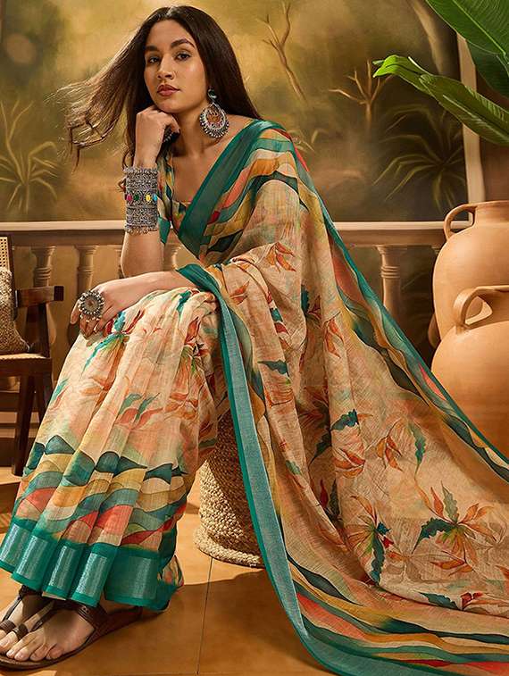 women printed casual wear saree with blouse - 22388859 -  Standard Image - 1