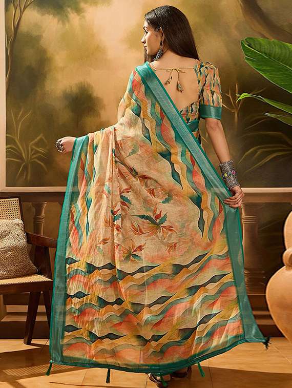 women printed casual wear saree with blouse - 22388859 -  Standard Image - 4