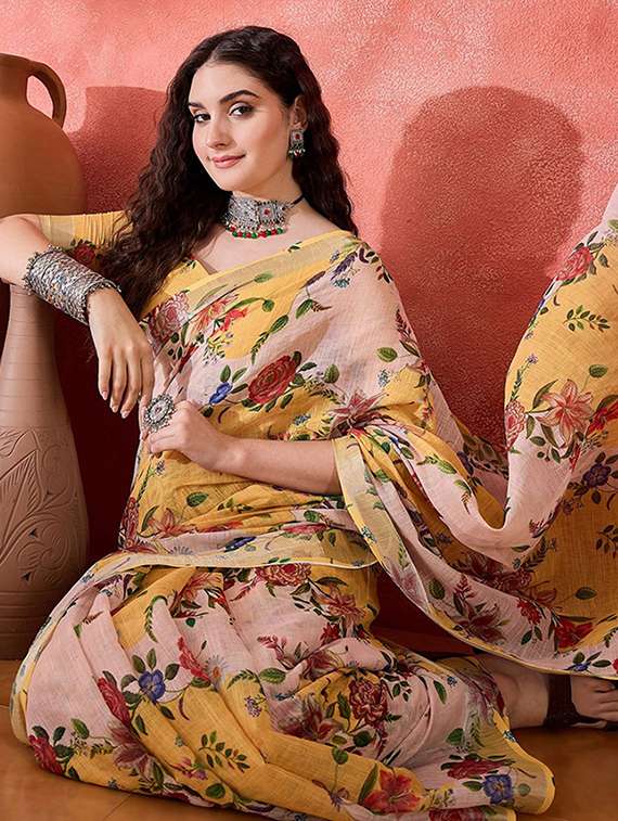 women printed casual wear saree with blouse - 22388865 -  Standard Image - 1