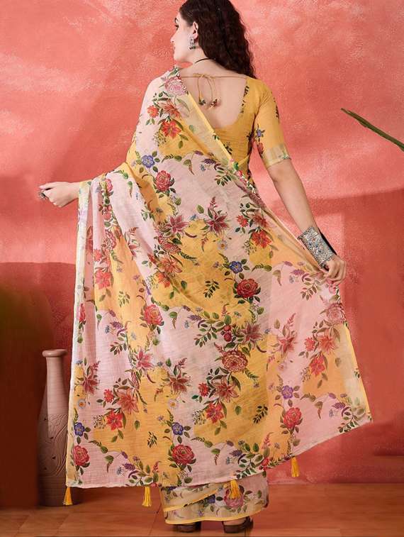 women printed casual wear saree with blouse - 22388865 -  Standard Image - 4