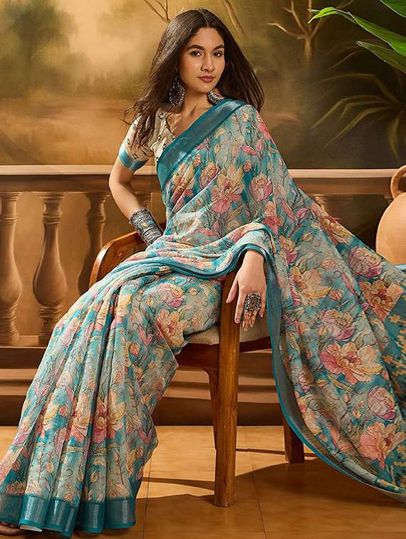 women printed casual wear saree with blouse - 22388868 -  Standard Image - 1