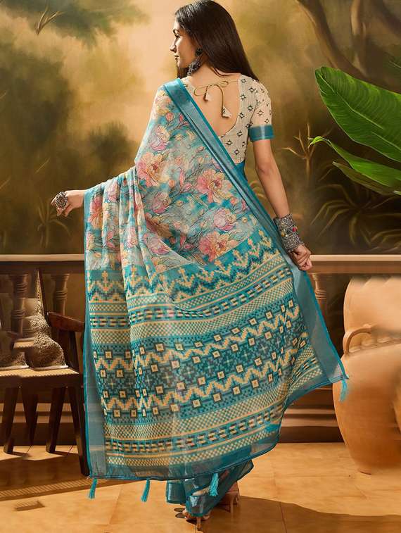 women printed casual wear saree with blouse - 22388868 -  Standard Image - 4