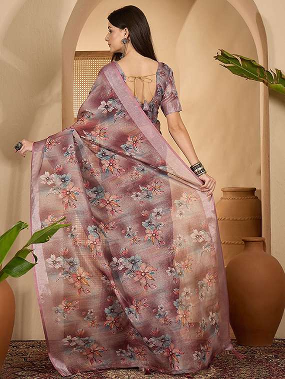 women printed casual wear saree with blouse - 22388874 -  Standard Image - 4