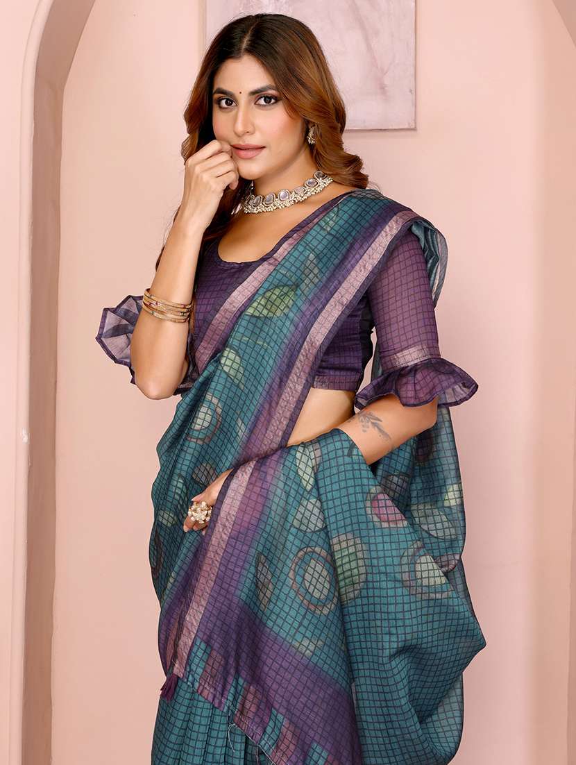 women printed casual wear saree with blouse - 22388878 -  Standard Image - 1