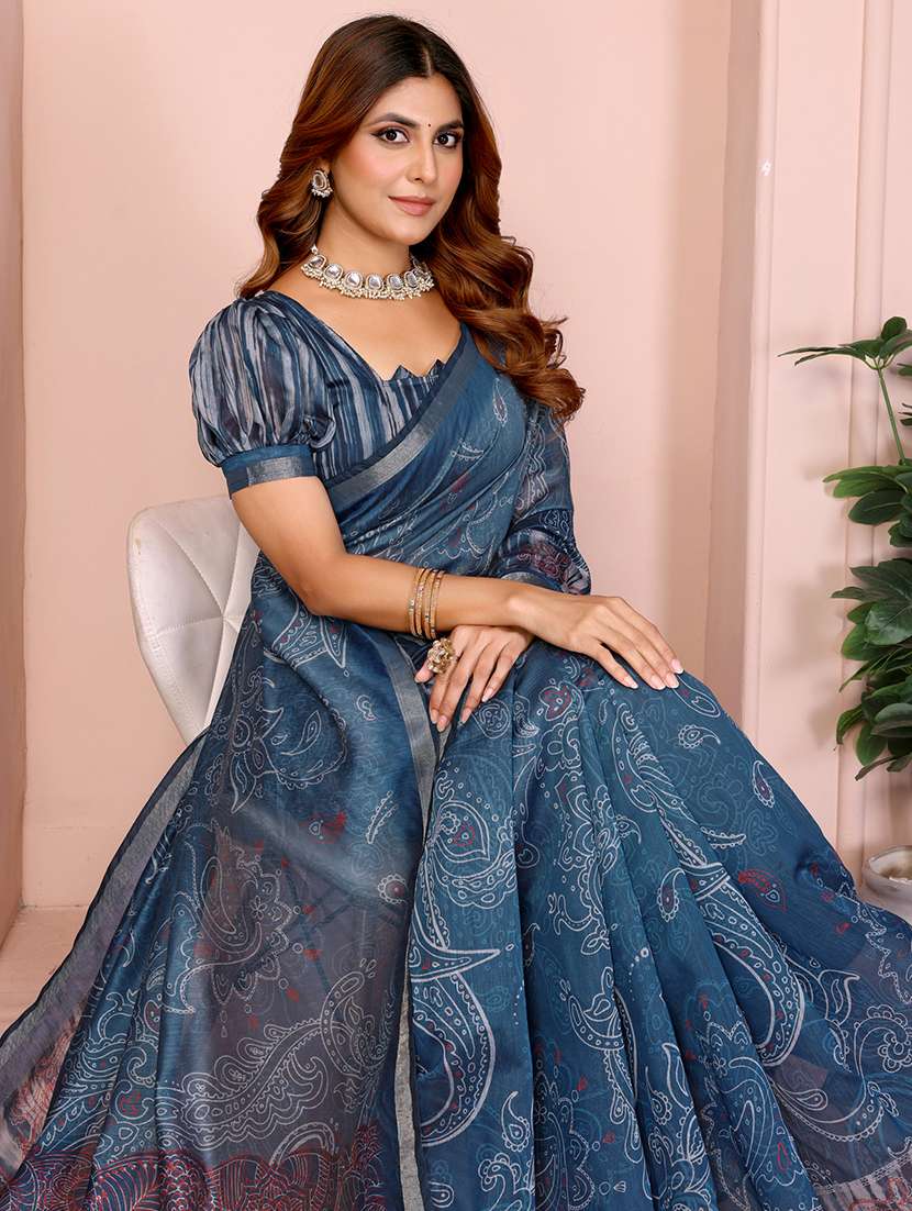 women printed casual wear saree with blouse - 22388880 -  Standard Image - 1