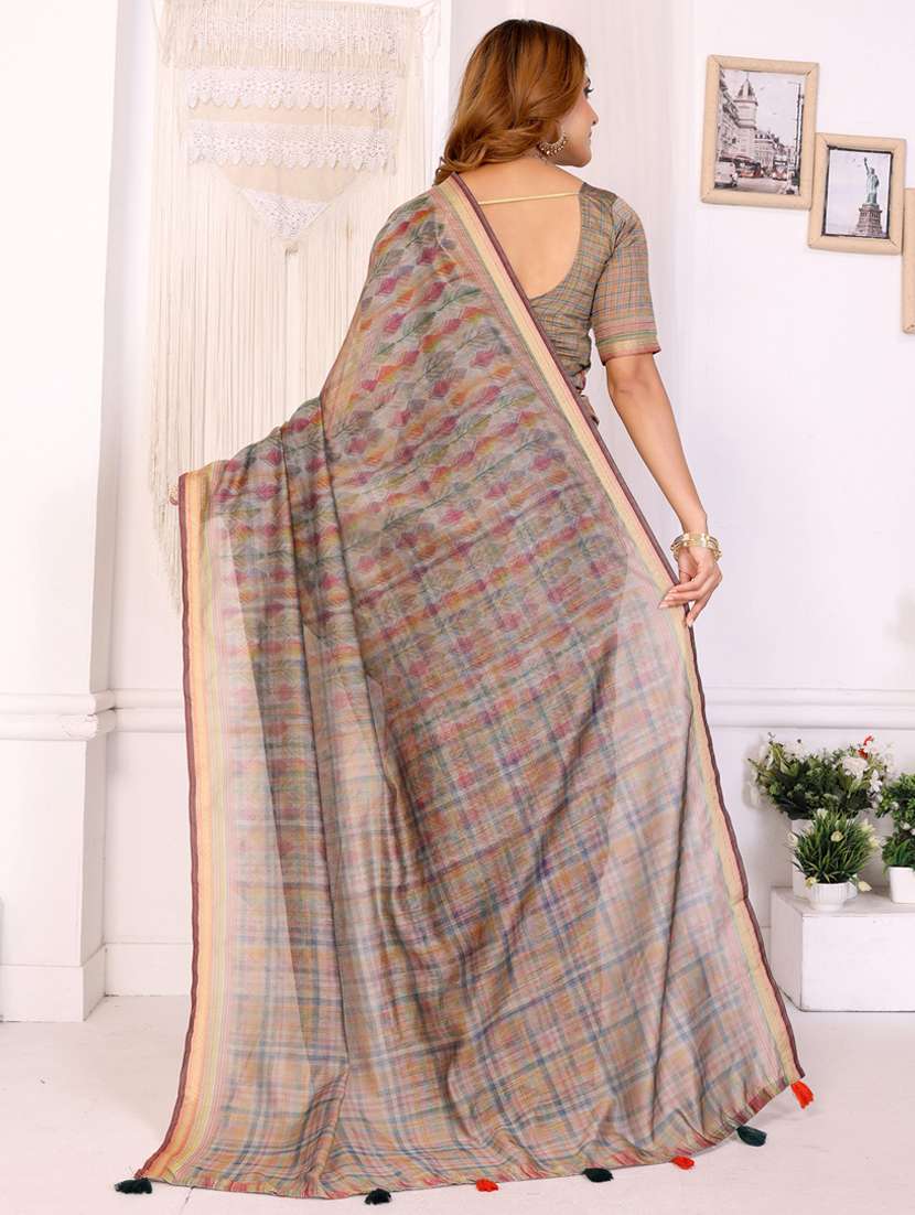 women printed casual wear saree with blouse - 22388888 -  Standard Image - 4