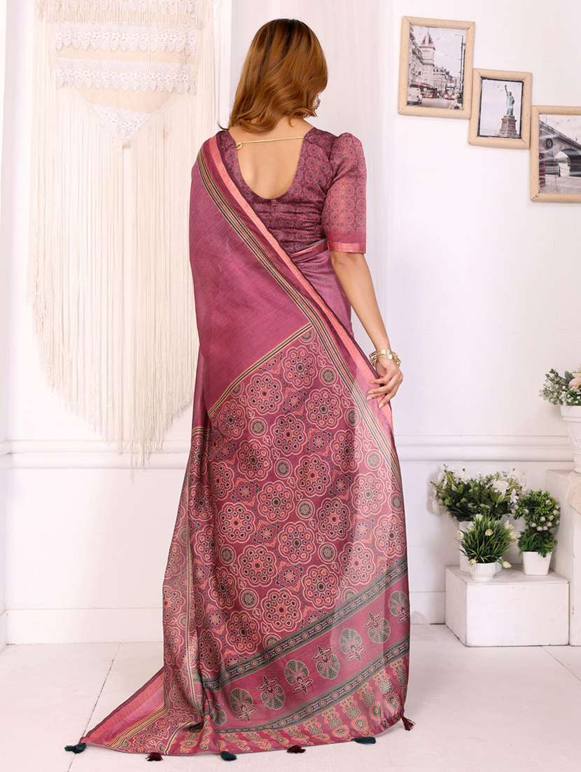 women printed casual wear saree with blouse - 22388889 -  Standard Image - 4
