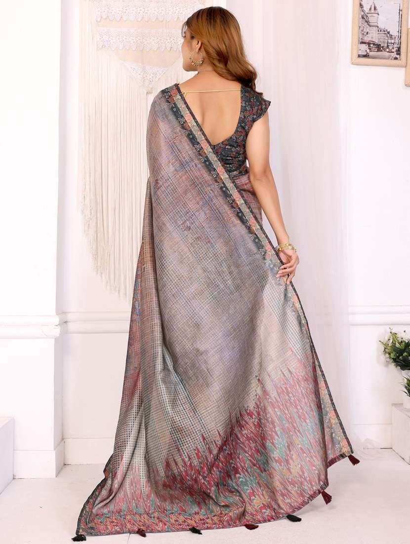 women printed casual wear saree with blouse - 22388890 -  Standard Image - 4