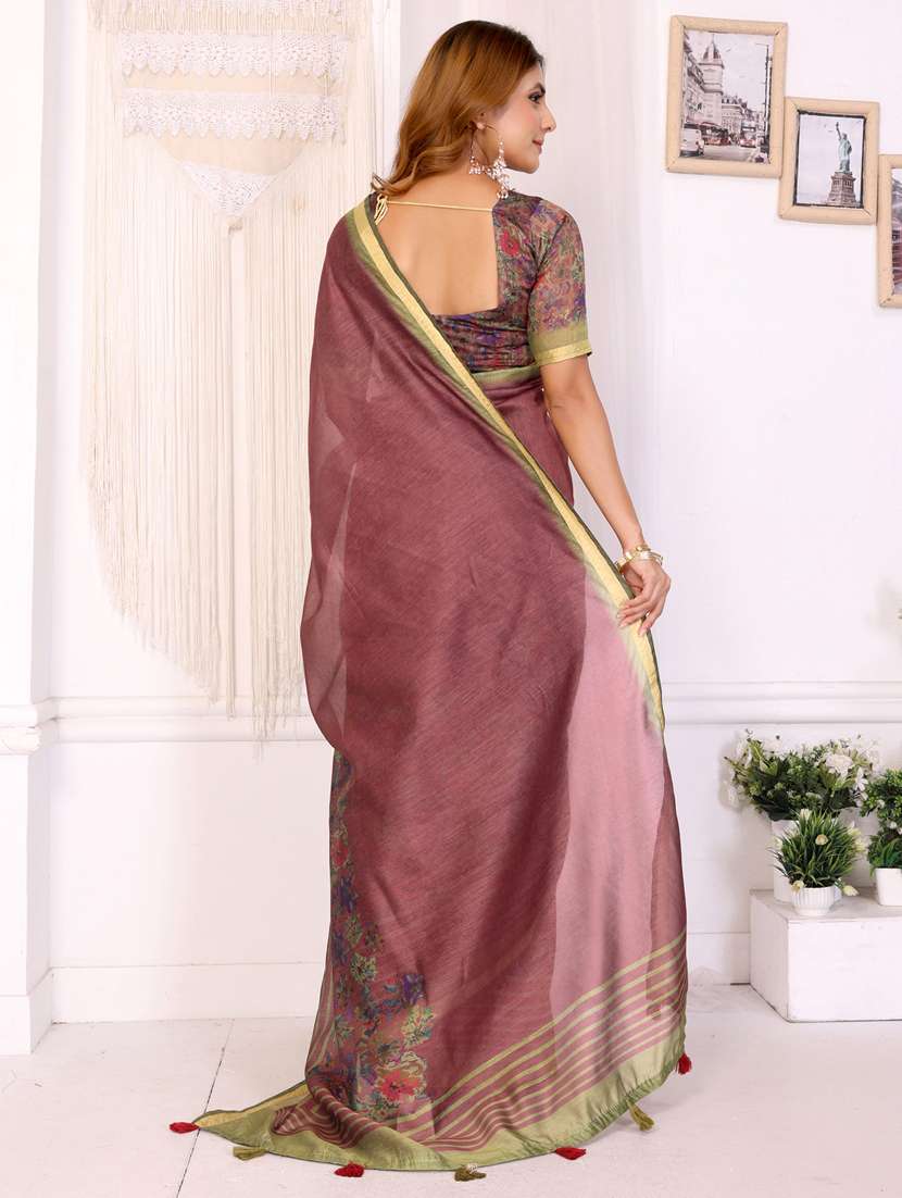 women printed casual wear saree with blouse - 22388894 -  Standard Image - 4