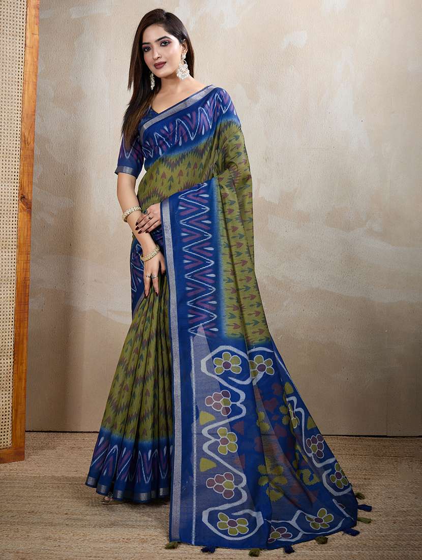 women printed casual wear saree with blouse