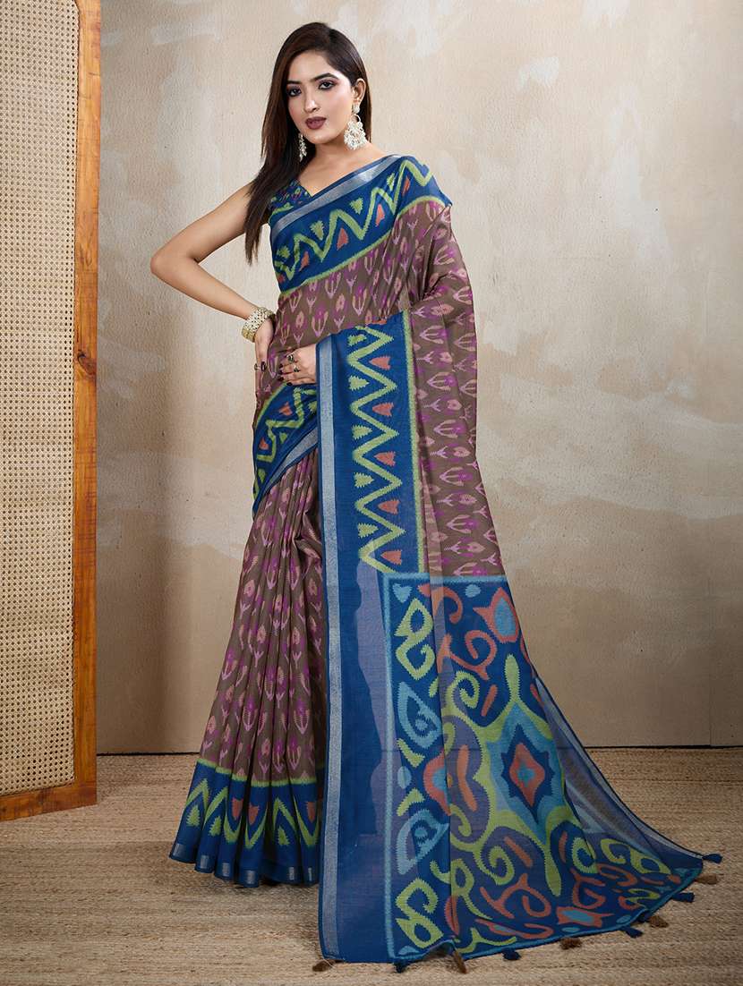 women printed casual wear saree with blouse
