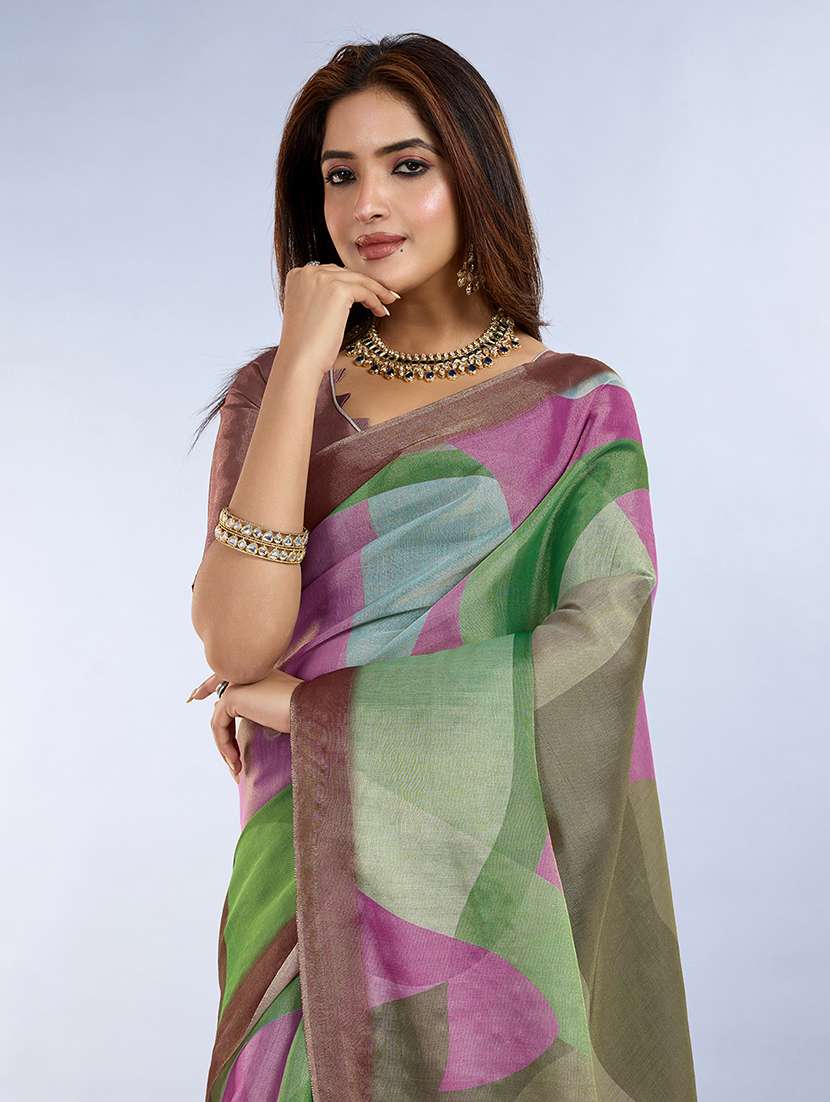 women printed casual wear saree with blouse - 22388909 -  Standard Image - 1
