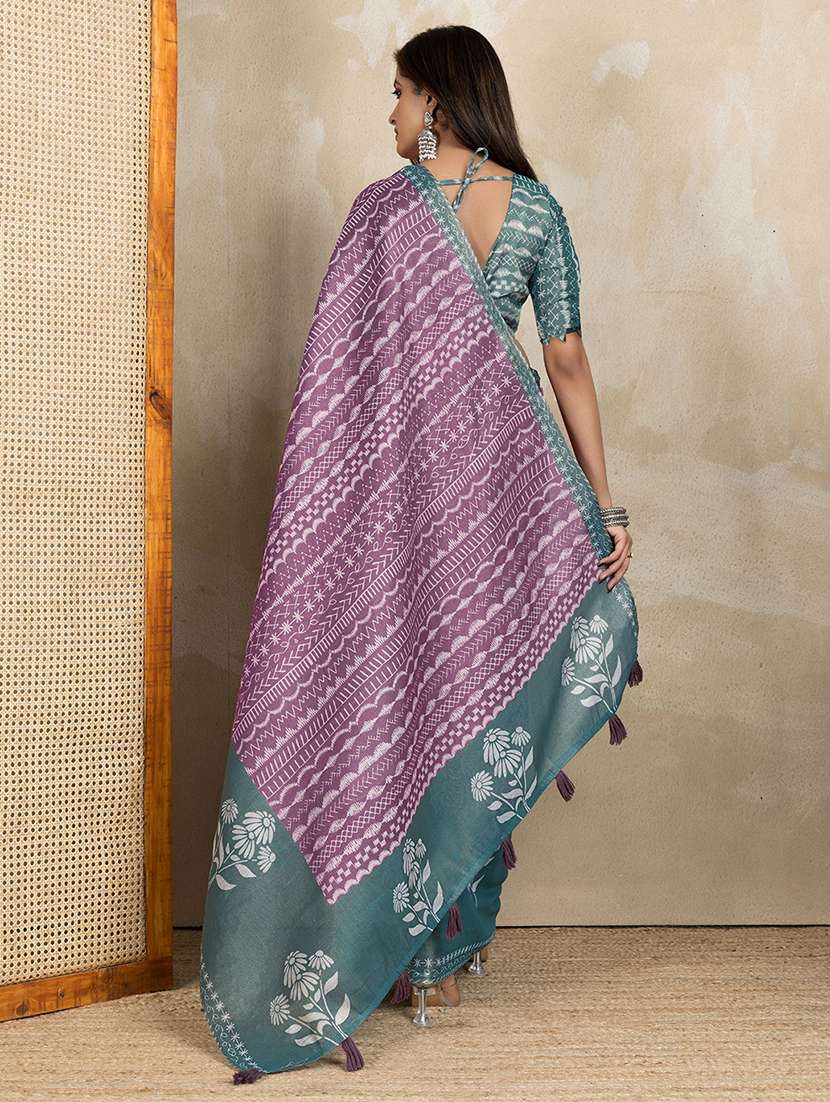 women printed casual wear saree with blouse - 22388920 -  Standard Image - 4