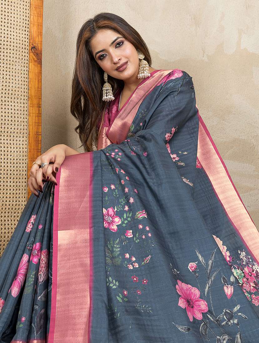 women printed casual wear saree with blouse - 22388954 -  Standard Image - 1