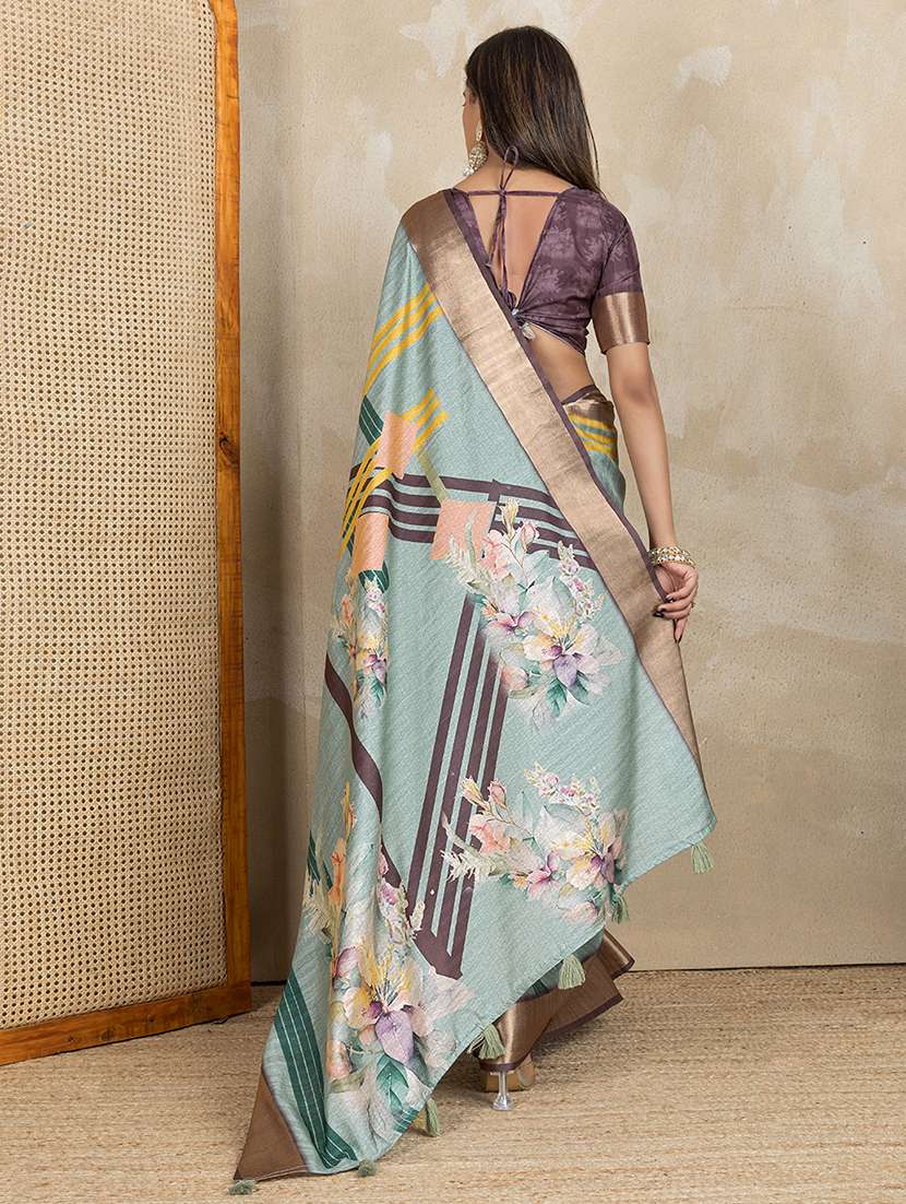 women printed casual wear saree with blouse - 22388956 -  Standard Image - 4