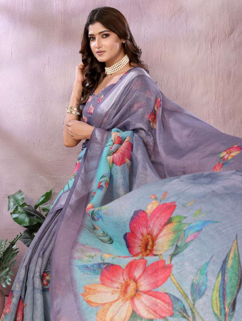 women printed casual wear saree with blouse - 22388978 -  Standard Image - 1