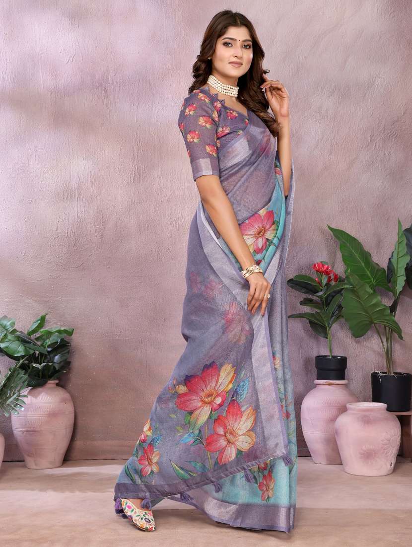 women printed casual wear saree with blouse - 22388978 -  Standard Image - 4