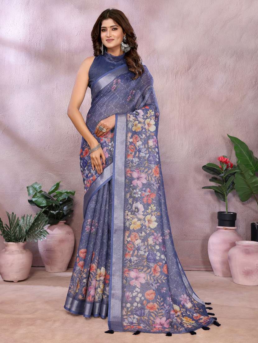 women printed casual wear saree with blouse - 22388983 -  Standard Image - 1