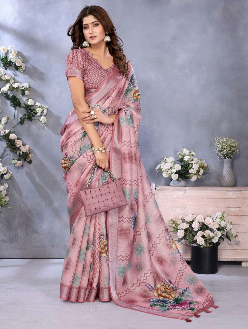 women printed casual wear saree with blouse - 22388988 -  Standard Image - 4