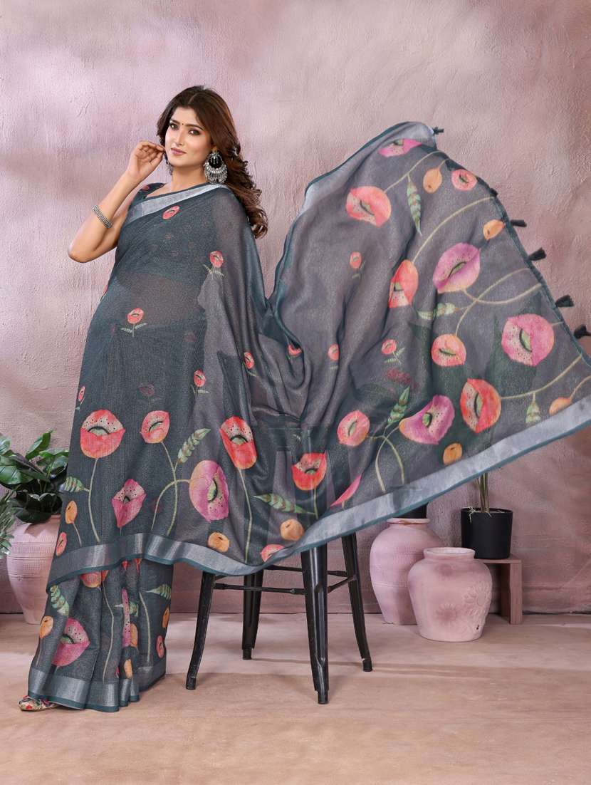 women printed casual wear saree with blouse - 22388989 -  Standard Image - 4