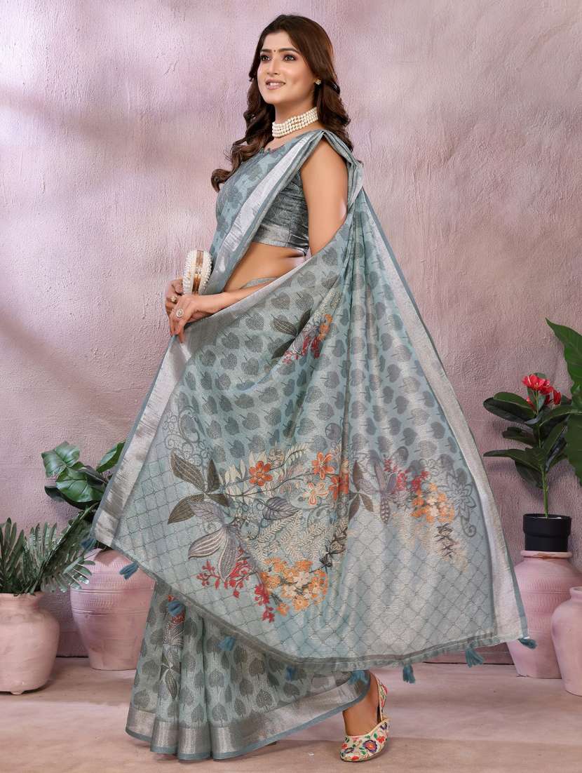 women printed casual wear saree with blouse - 22388992 -  Standard Image - 4