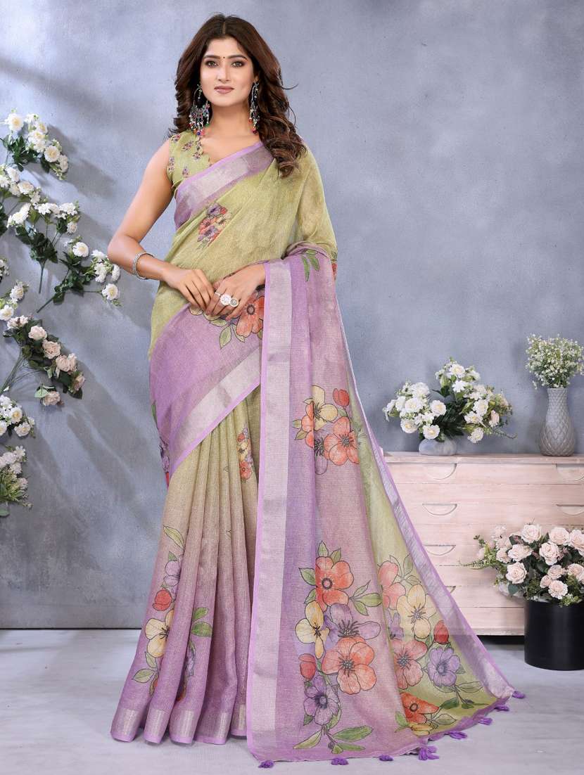 women printed casual wear saree with blouse - 22388996 -  Standard Image - 1