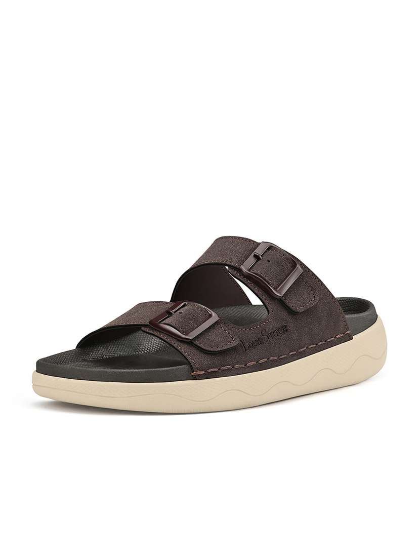 men brown slip on sandal - 22389612 -  Standard Image - 1
