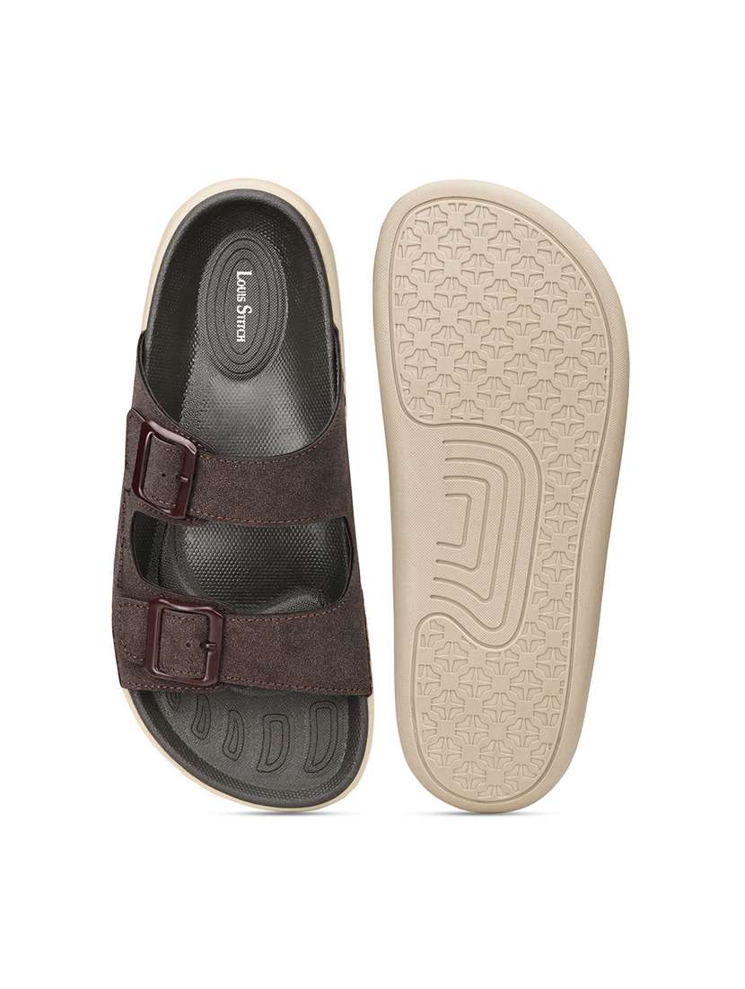 men brown slip on sandal - 22389612 -  Standard Image - 4