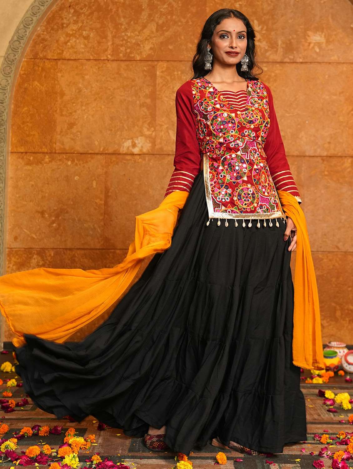 women solid flared semi-stitched lehenga - 22389702 -  Standard Image - 1