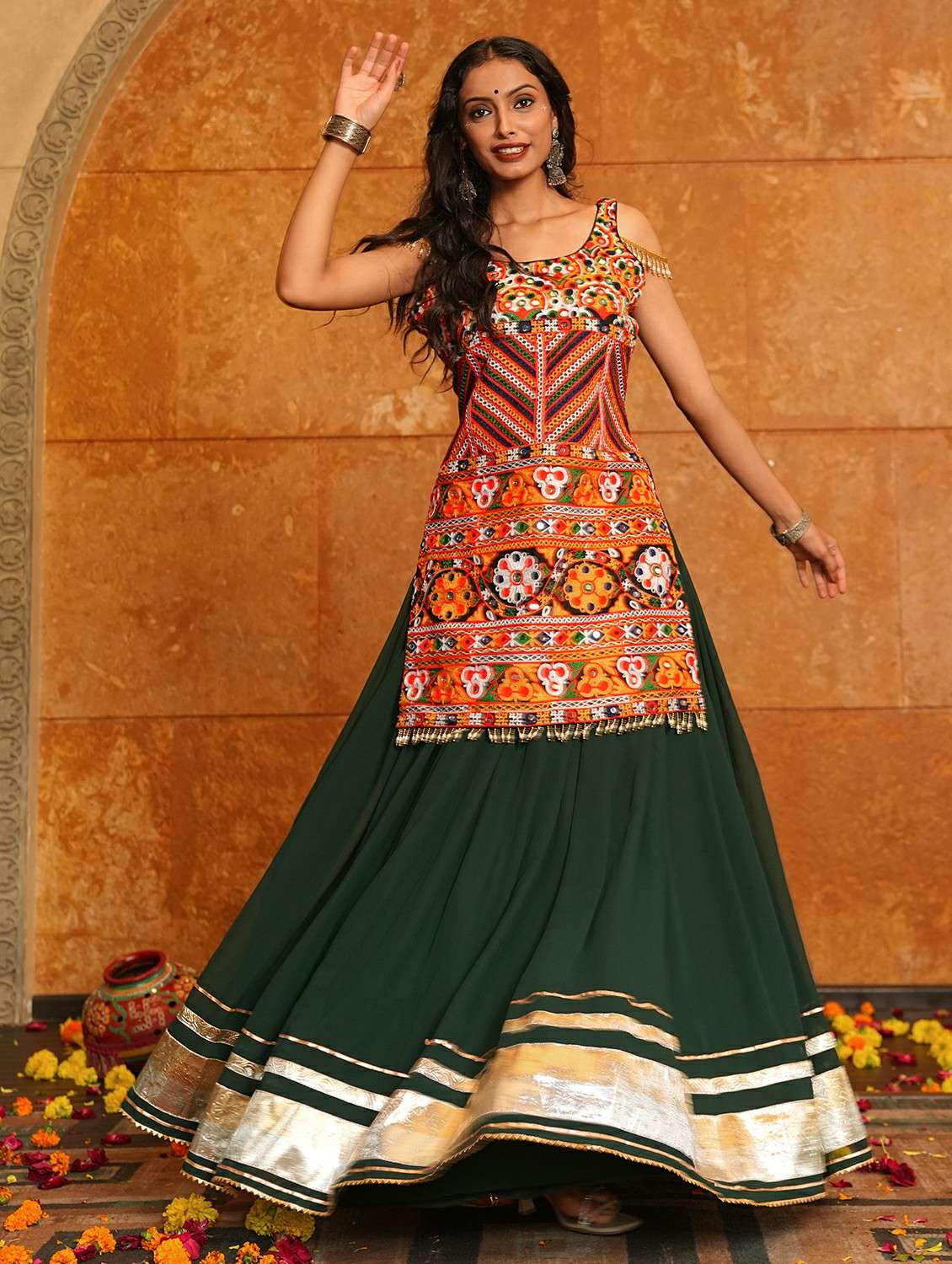 women solid flared semi-stitched lehenga - 22389705 -  Standard Image - 1