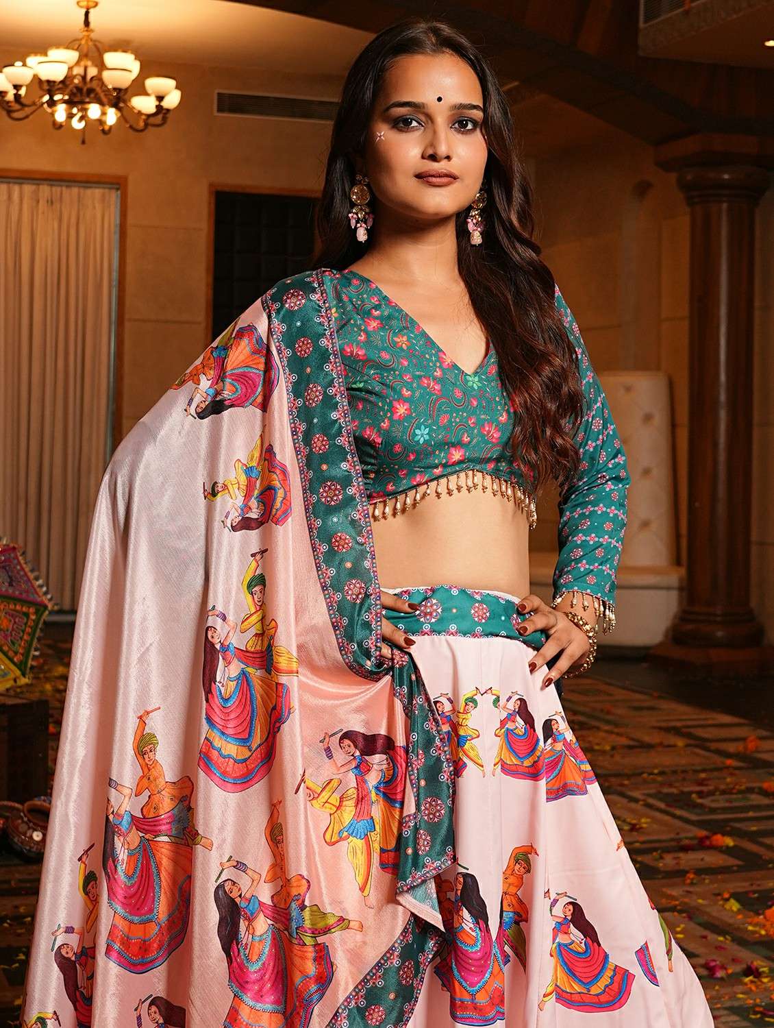 women printed flared semi-stitched lehenga - 22389707 -  Standard Image - 1