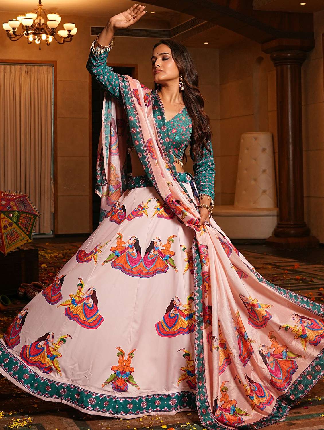 women printed flared semi-stitched lehenga - 22389707 -  Standard Image - 4