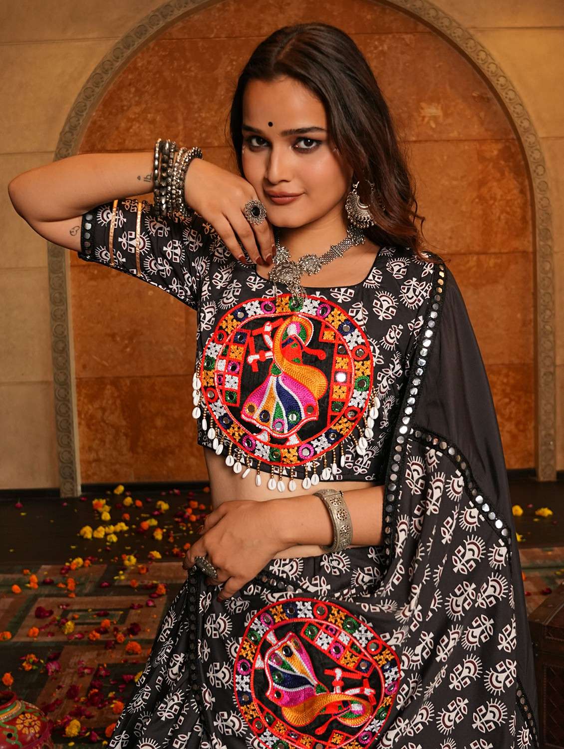 women printed flared semi-stitched lehenga - 22389708 -  Standard Image - 1