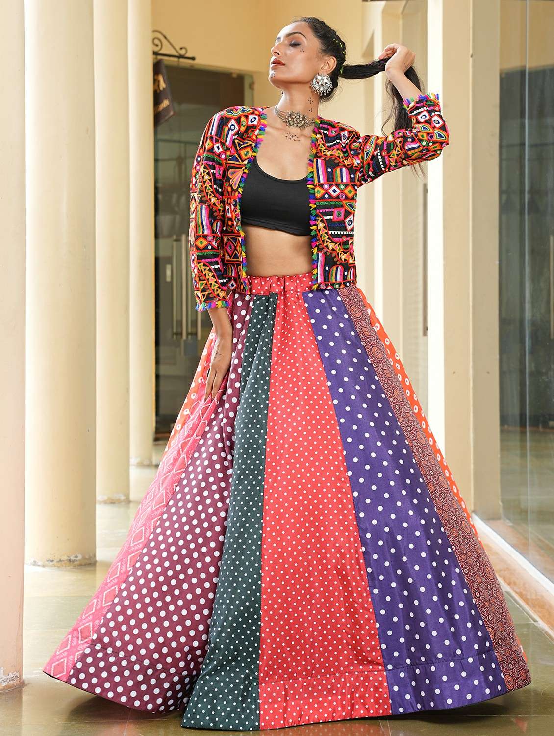 women printed flared semi-stitched lehenga - 22389710 -  Standard Image - 1