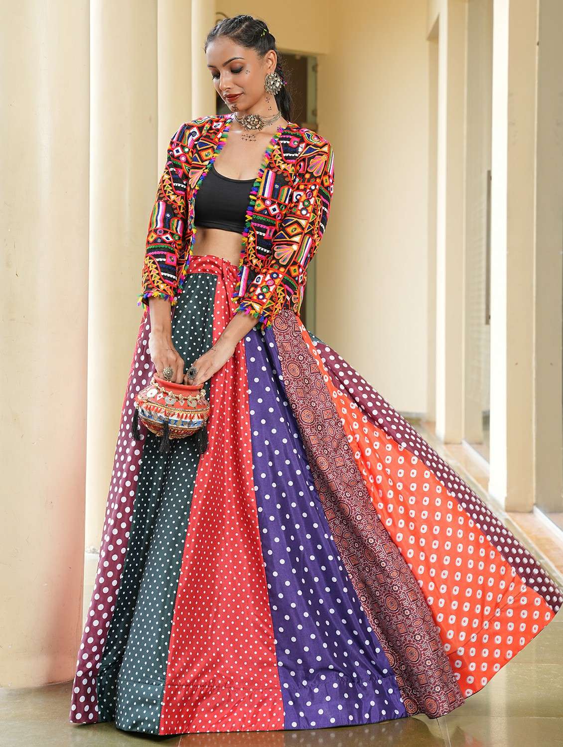 women printed flared semi-stitched lehenga - 22389710 -  Standard Image - 4