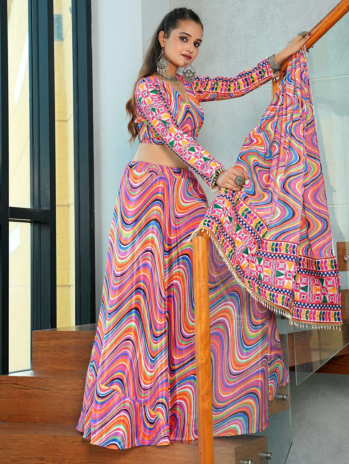 women printed flared semi-stitched lehenga - 22389711 -  Standard Image - 4