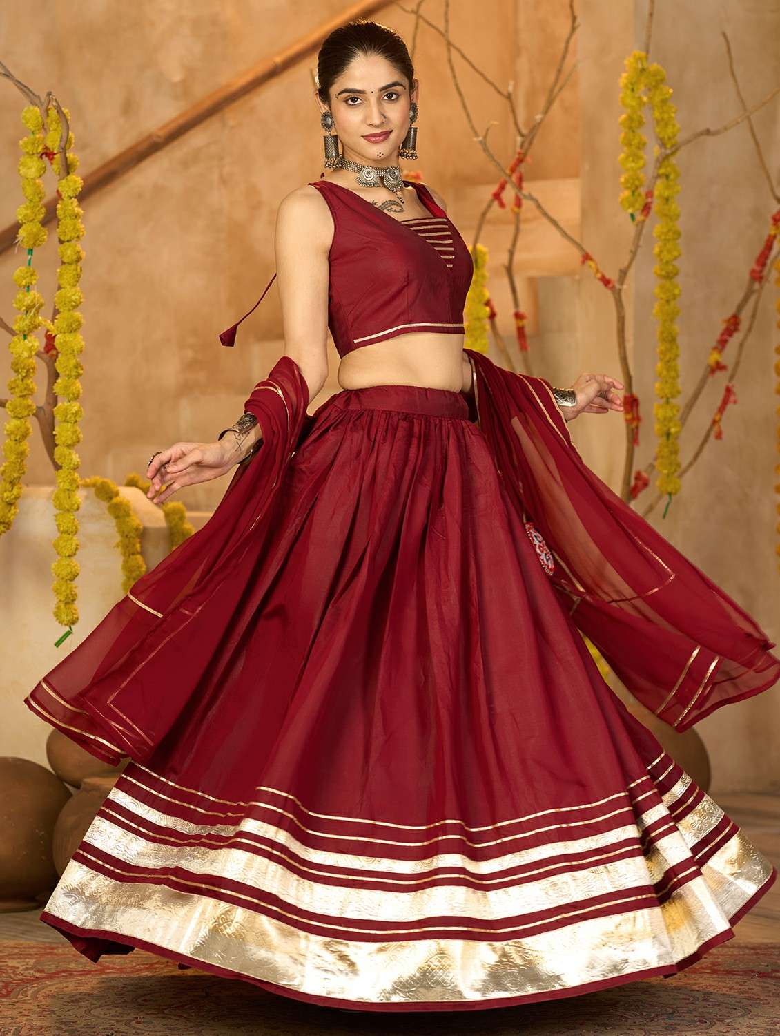 women solid flared semi-stitched lehenga - 22389712 -  Standard Image - 4