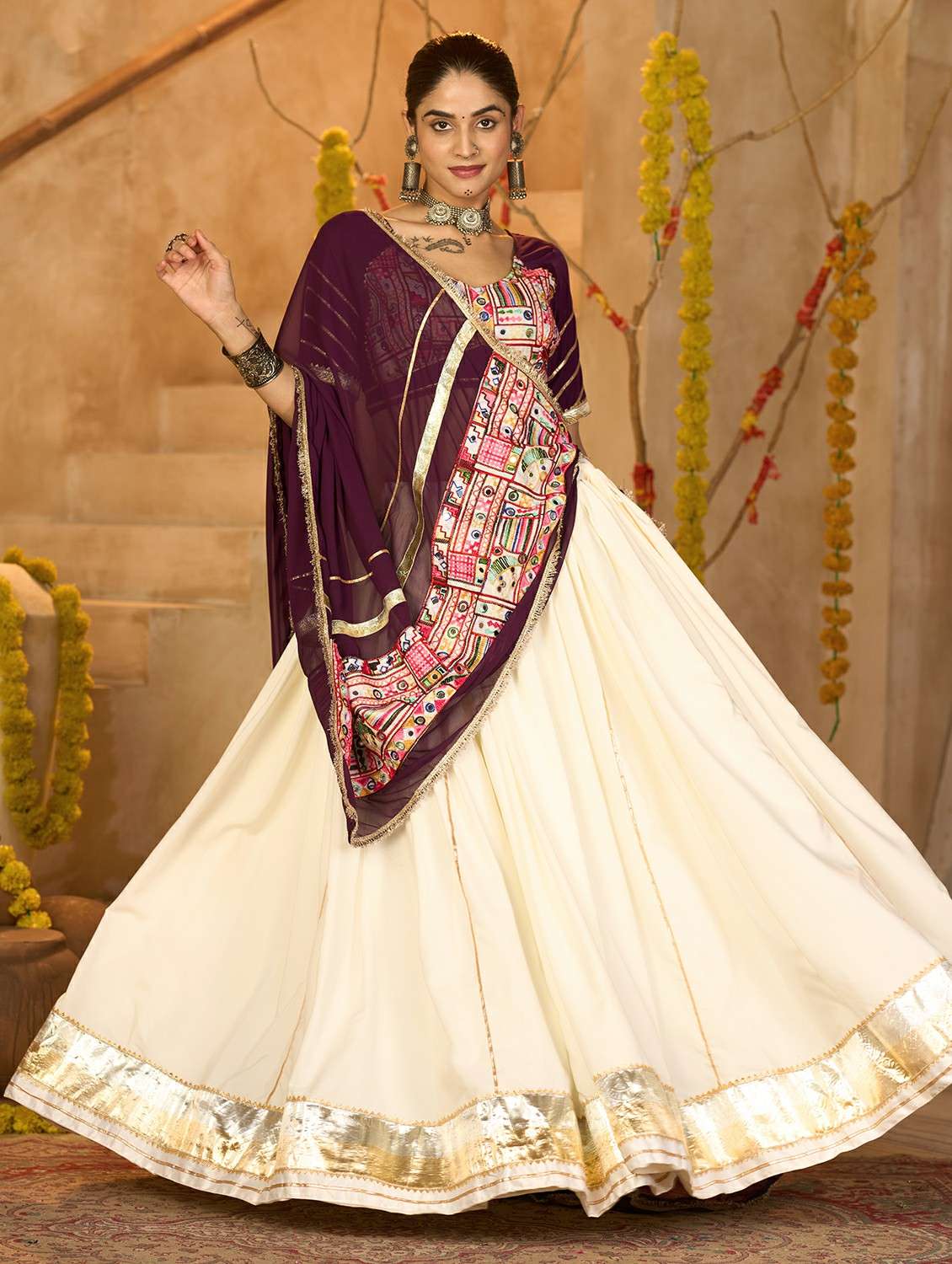 women solid flared semi-stitched lehenga - 22389713 -  Standard Image - 4