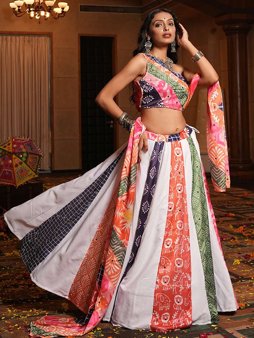 women printed flared semi-stitched lehenga - 22389714 -  Standard Image - 4