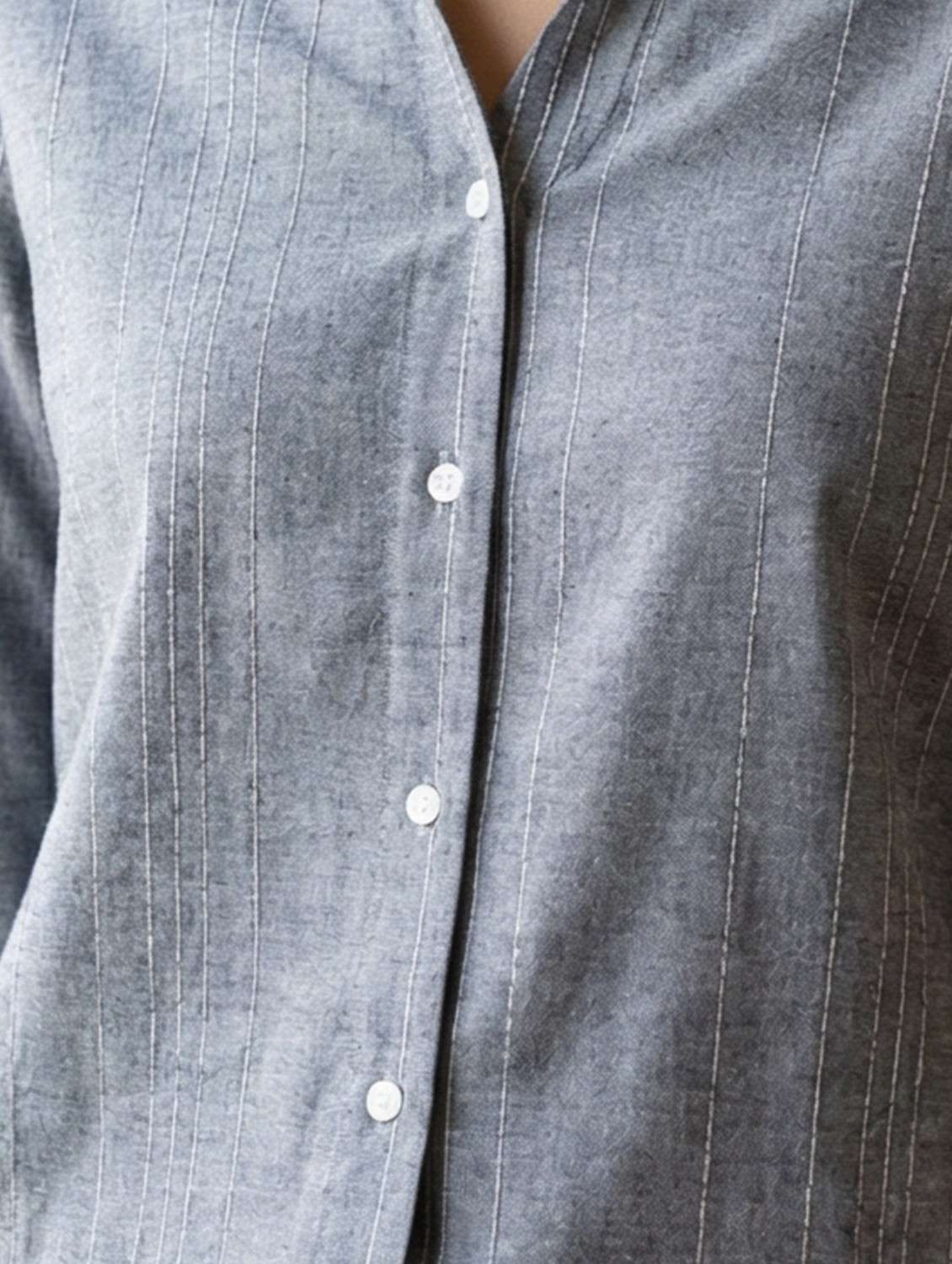 women solid collared long sleeve shirt - 22389738 -  Standard Image - 1