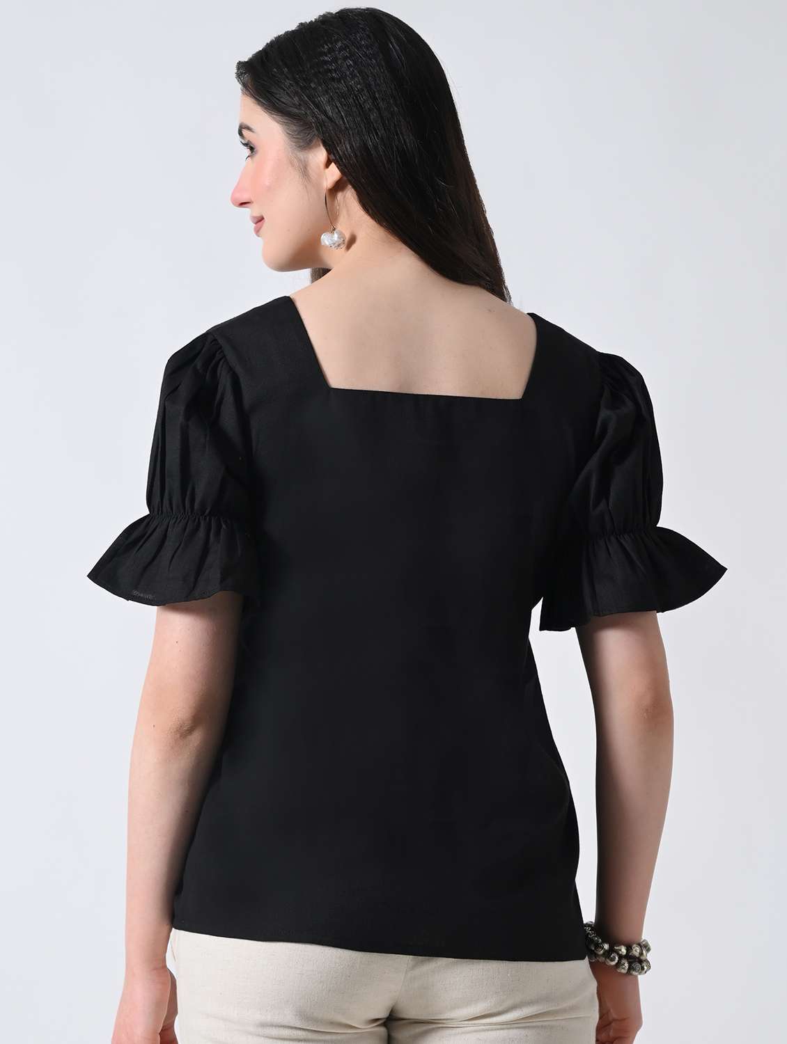 Women Embroidered Square Neck Regular Top - 22389749 -  Standard Image - 4
