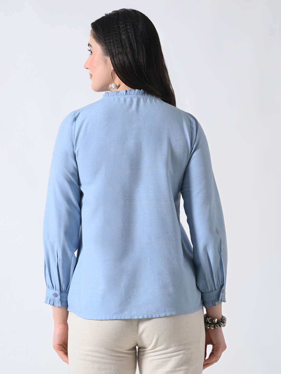 women embroidered round neck regular shirt - 22389753 -  Standard Image - 4